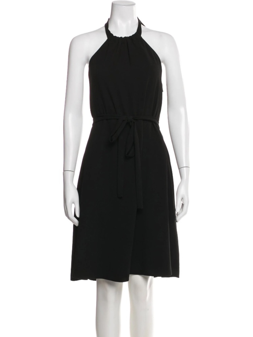 Theory Black Halter Wool Wrap Dress